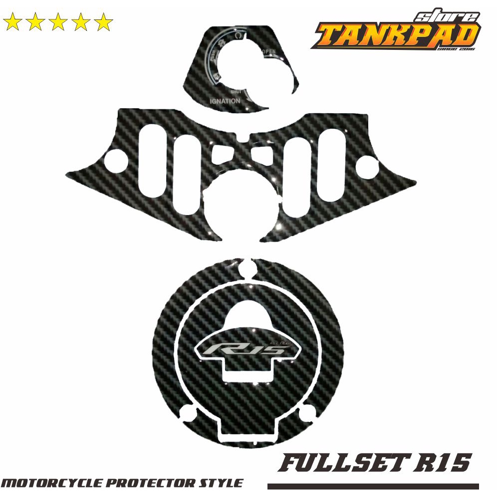 Stiker Timbul Fuelcap Pad + Segitiga Pad + Key Pad All New R15 V3 Carbon - Gambar 2